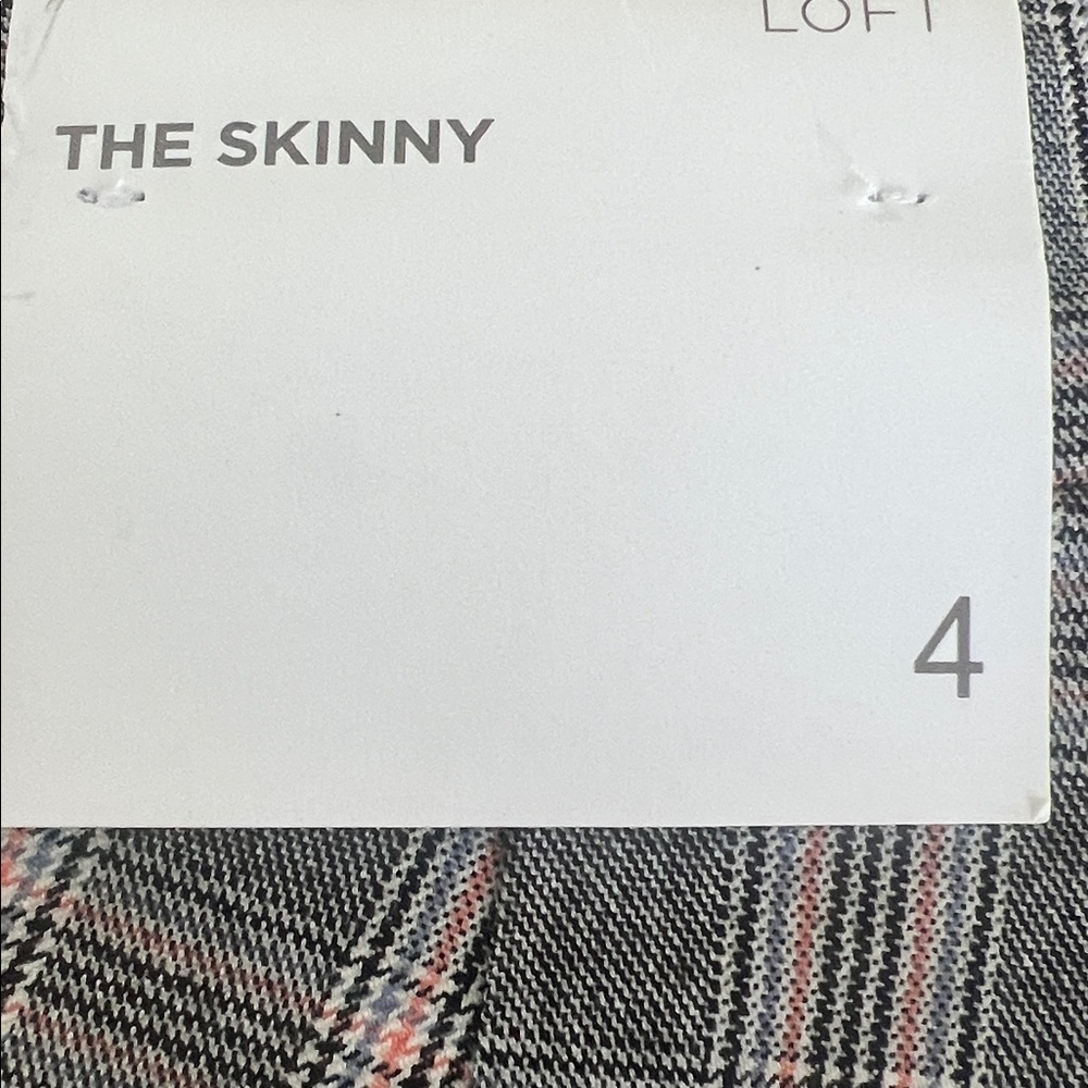 NWT -LOFT- PLAID GRAY SKINNY PANTS 👖 - Picture 5 of 9